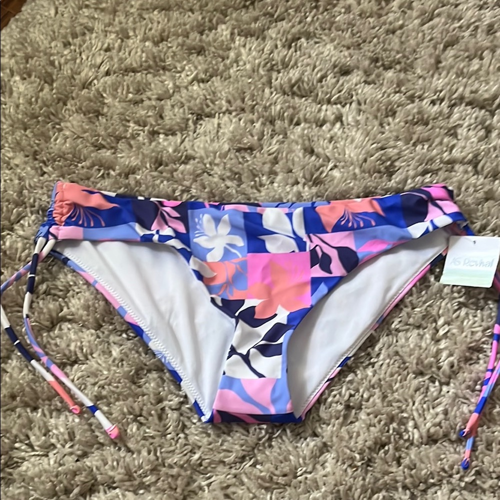 Altar'd State Blue and Pink Floral Bikini Bottom